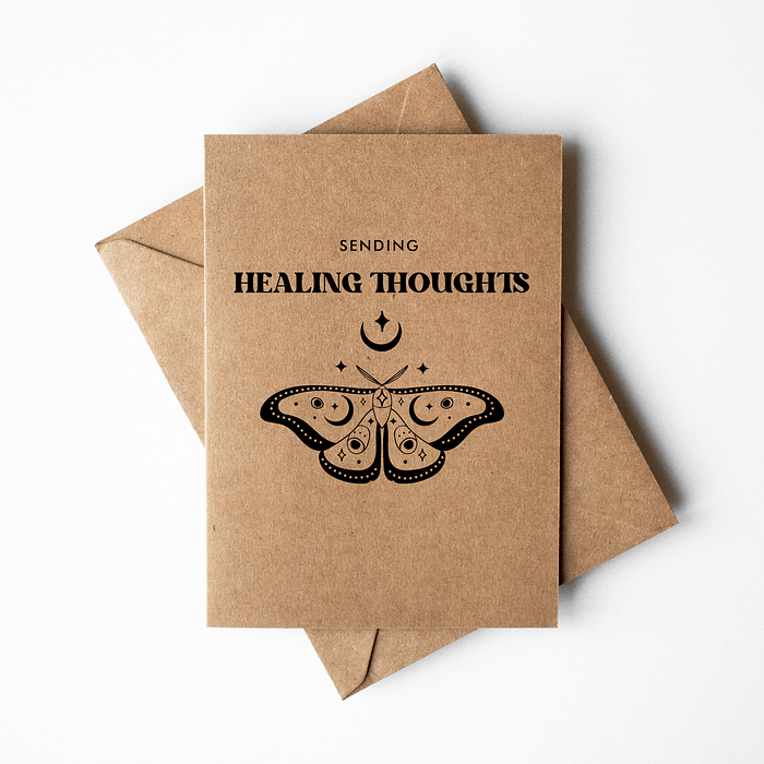 Sending Healing Thoughts Butterfly & Moon Greeting Card